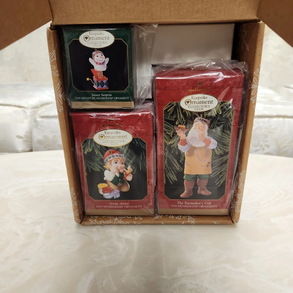 HALLMARK KEEPSAKE Lot OF 4 ORNAMENTS Toymakers Gift, Wish List, Snowy Surprise